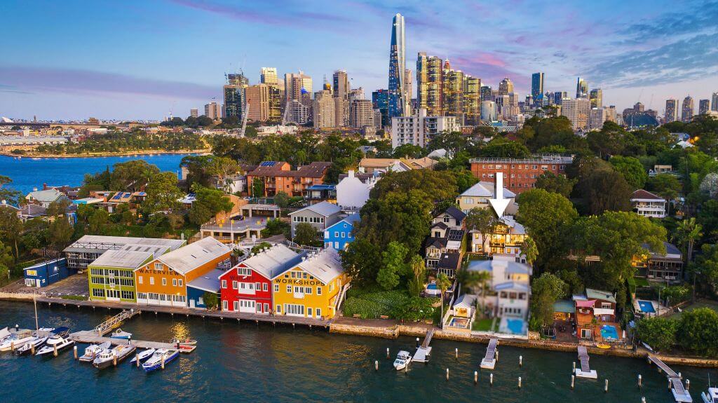 aerial view of balmain suburb