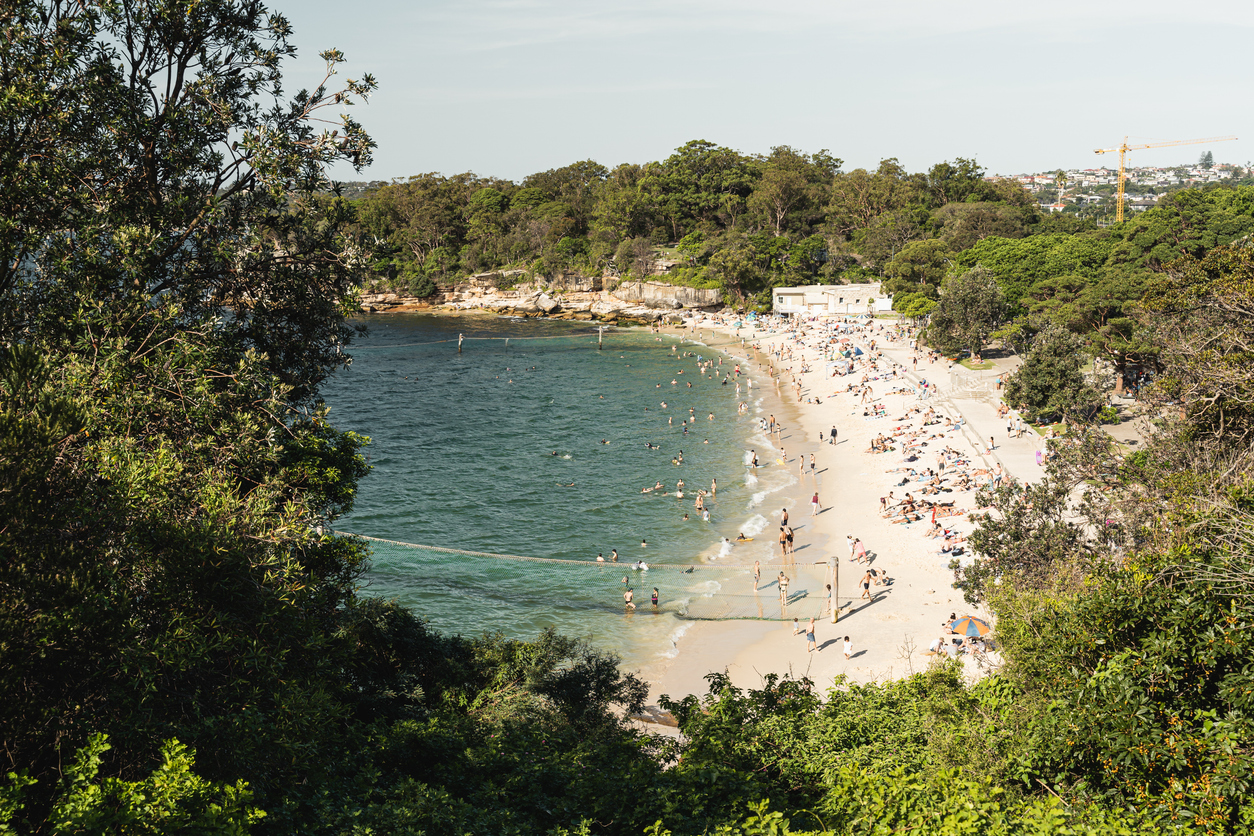 Shark Beach and Nielsen Park, Vaucluse, on a sunny summer day