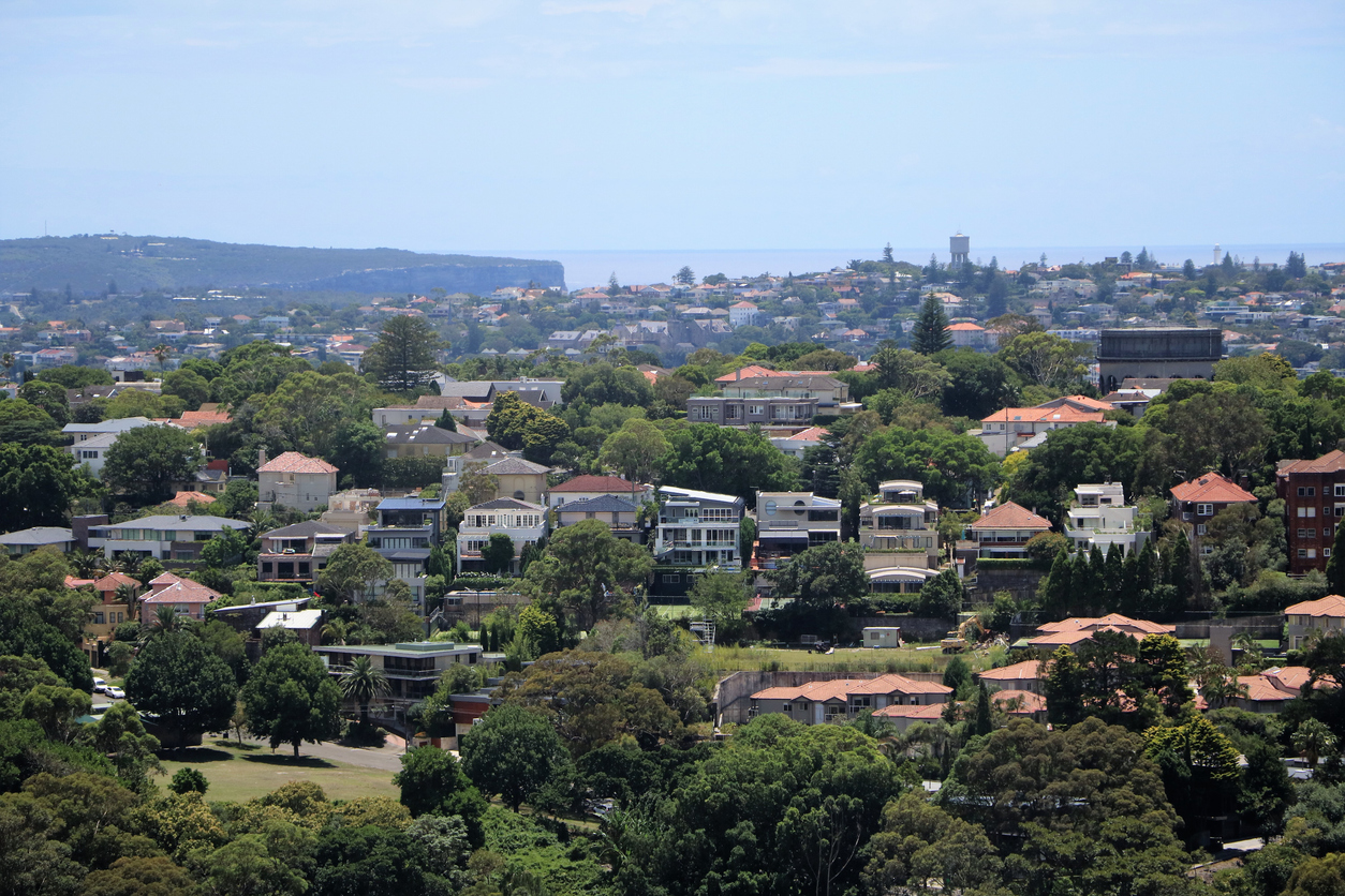 View to Woollahra in Sydney in summer, New South Wales Australia